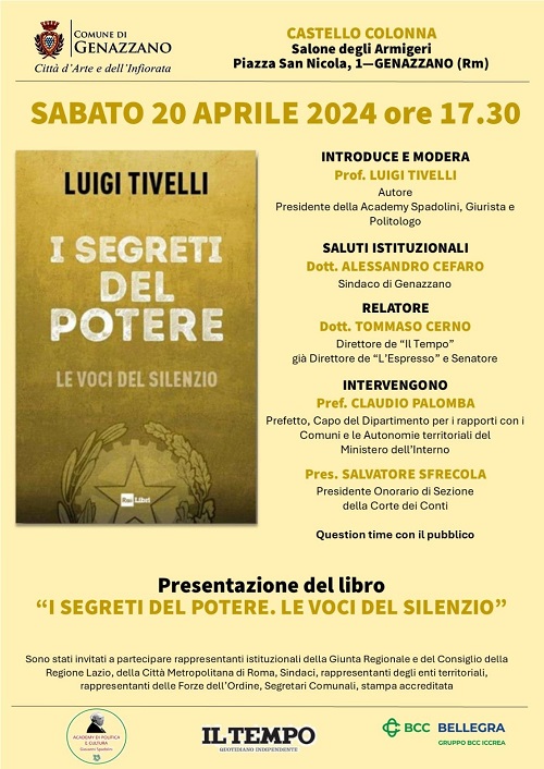 A GENAZZANO, CONVEGNO SUI SEGRETI DEL POTERE